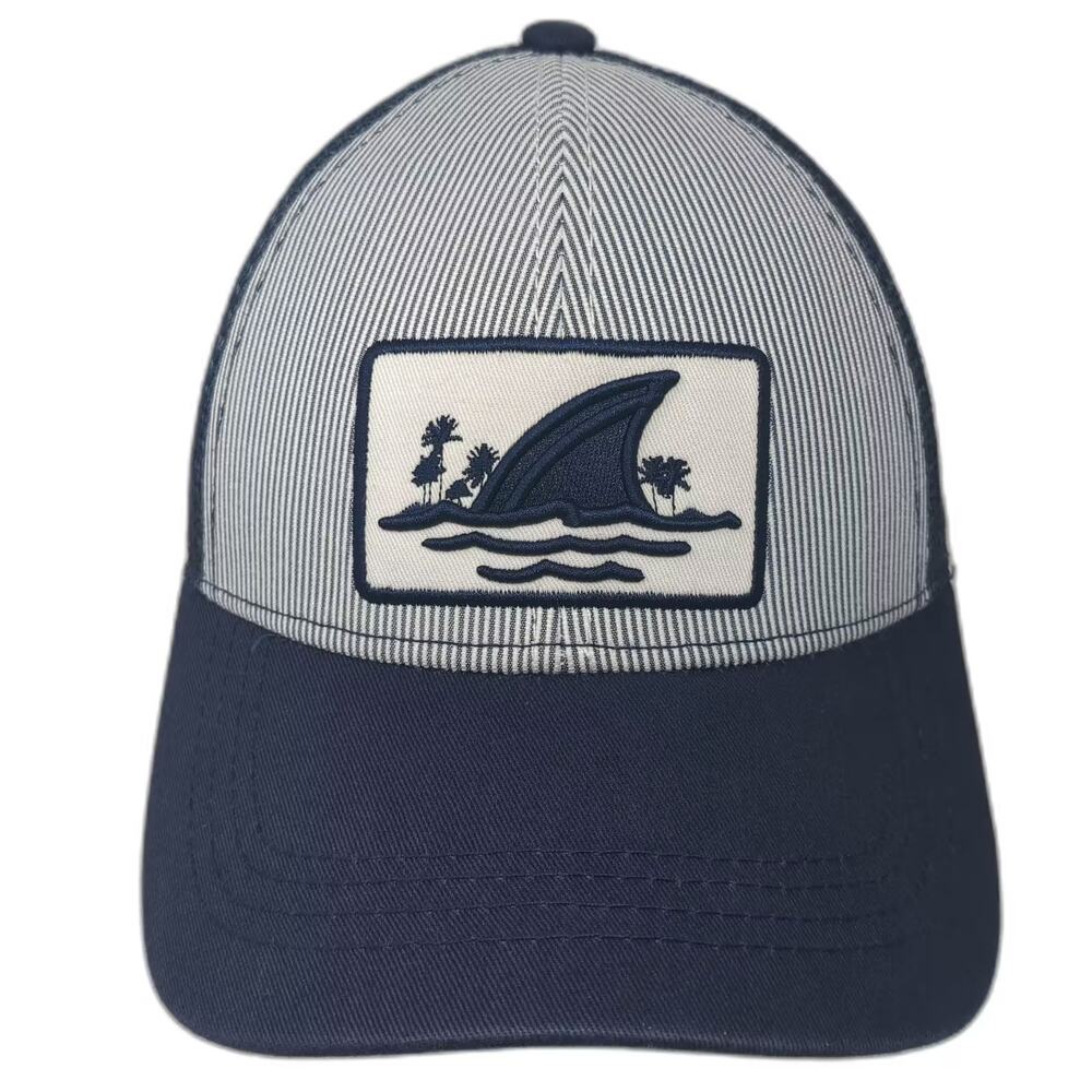 Landshark Trucker Hat Blue White OS Snapback Shark Fin Lager Patch Embroidered